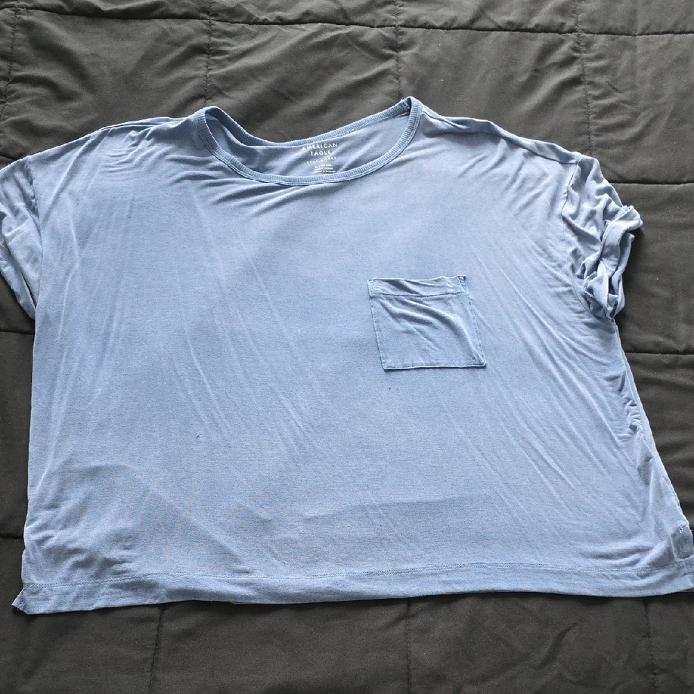 AMERICAN EAGLE - Light Blue Pocket T-Shirt